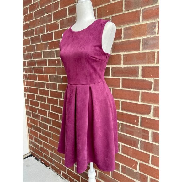 Modcloth Faux Suede Plum Mini Dress - Picture 2 of 9